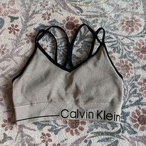 Calvin Klein V-Neck Ribbed Sports Bra, Size S